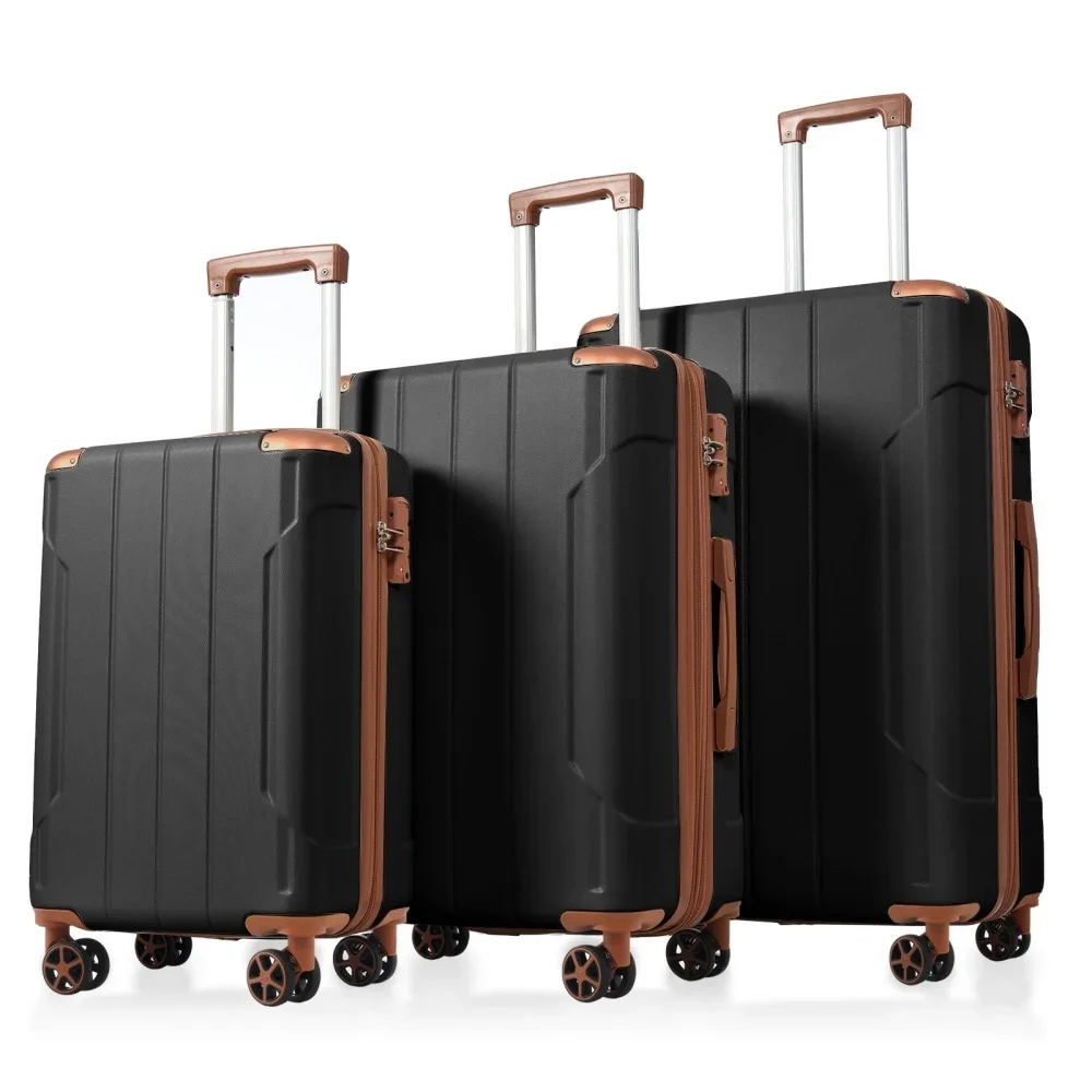 Expandable Hard Shell Luggage Set - Juego de maletas de 3 piezas,