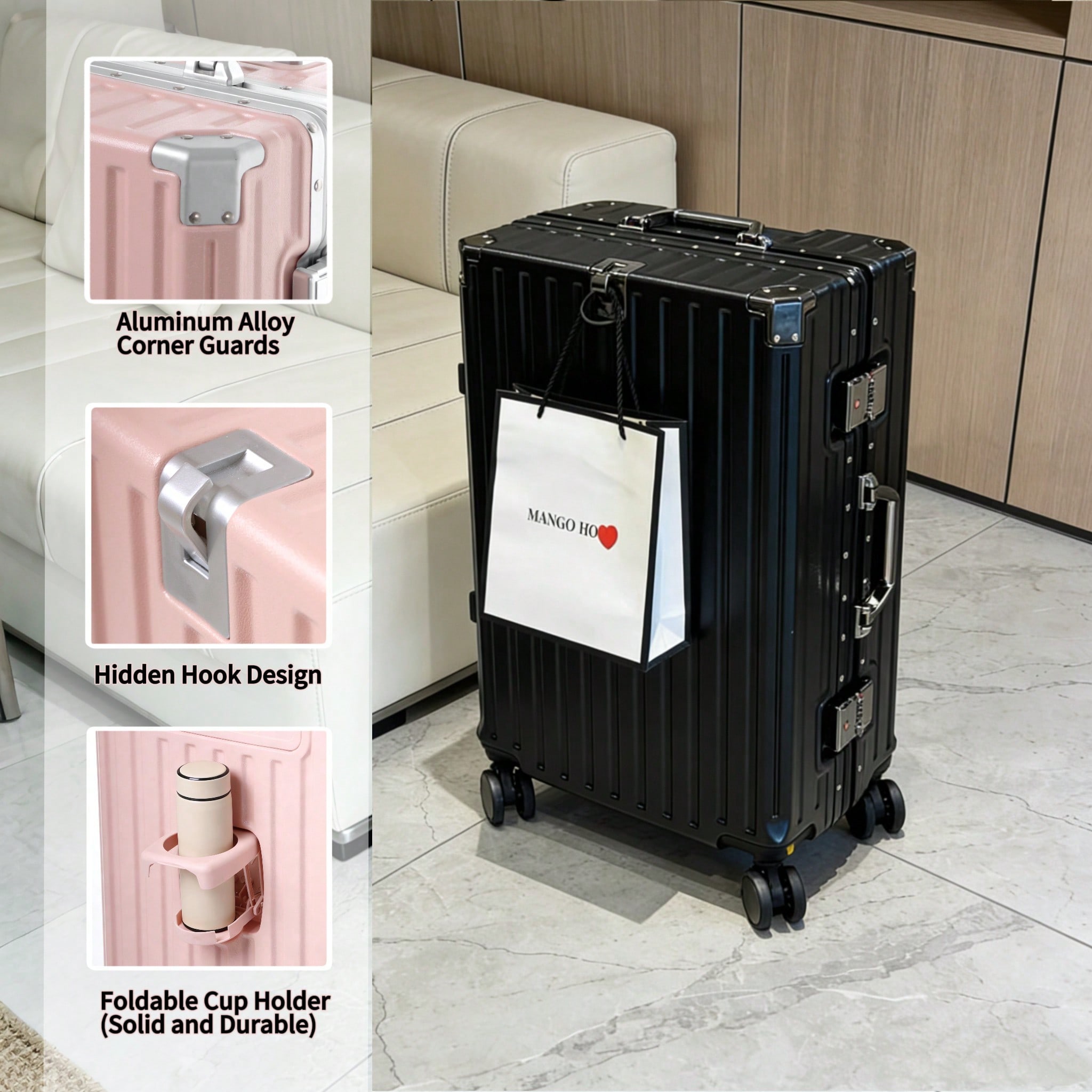 Aluminum Frame Carry On Luggage - Maleta de mano de 20 pulgadas
